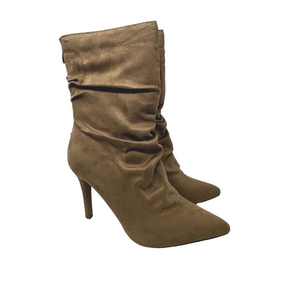 Journee Collection Markie Slouchy Booties Size 8 Wide Brown Stiletto Pointed Toe - Picture 3 of 8